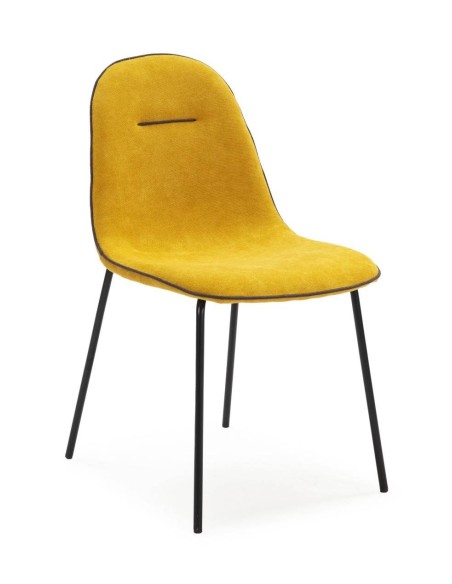 CADEIRA NENE BORDON DESIGN, TECIDO E METAL PRETO.