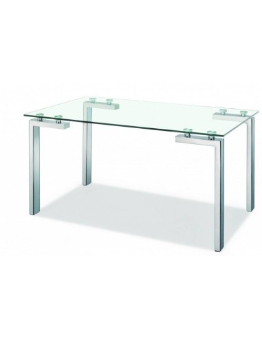 Mesa de Jantar projeto Yenila 140x80, Vidro, cromado