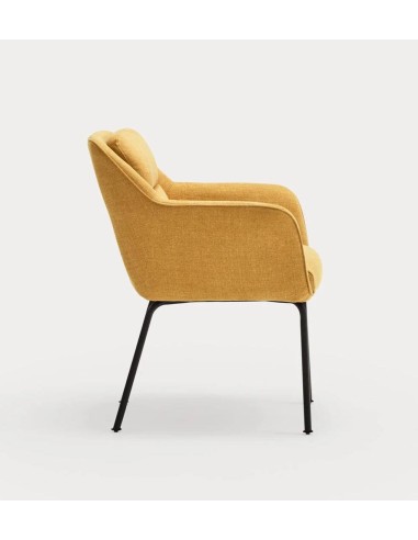 TEULAT SILLA DE DISEÑO SADIRA, TEJIDO MOSTAZA Y METAL NEGRO