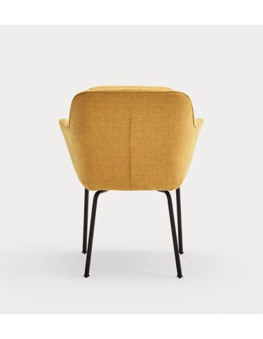 TEULAT CADEIRA DE DESIGN SADIRA, TECIDO MOSTARDA E METAL PRETO