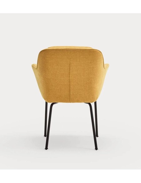 TEULAT SILLA DE DISEÑO SADIRA, TEJIDO MOSTAZA Y METAL NEGRO