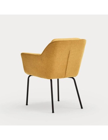 TEULAT SILLA DE DISEÑO SADIRA, TEJIDO MOSTAZA Y METAL NEGRO