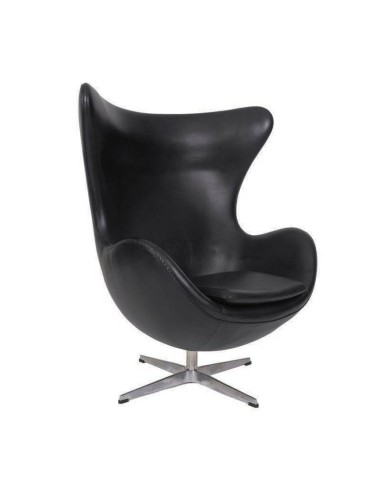 Sillón Egg similpiel negra. Inspirado En Arne Jacobsen