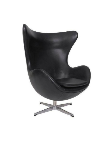 Sillón Egg similpiel negra. Inspirado En Arne Jacobsen