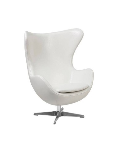 Sillón Egg similpiel blanca. Inspirado En Arne Jacobsen