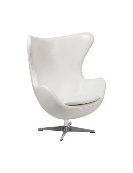 Sillón Egg similpiel blanca. Inspirado En Arne Jacobsen
