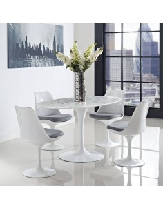 Mesa de comedor de diseño TULIP 160x90, oval, fibra de vidrio, mármol 2