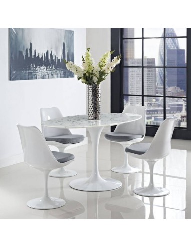 Mesa de comedor de diseño TULIP 160x90, oval, fibra de vidrio, mármol