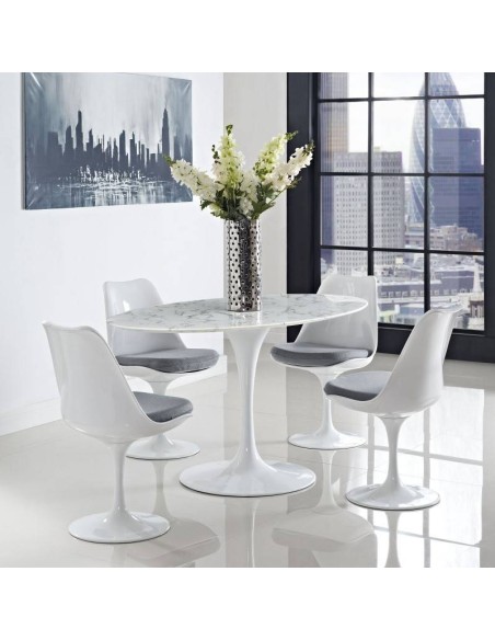 Mesa de comedor de diseño TULIP 160x90, oval, fibra de vidrio, mármol