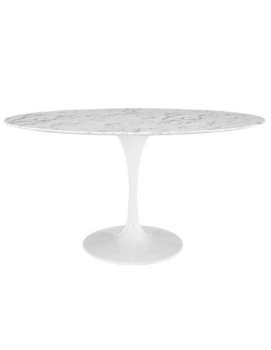Mesa de jantar do projeto do TULIP 160x90, oval, fibra de vidro, mármore
