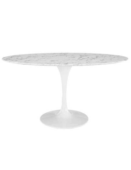 Mesa de comedor de diseño TULIP 160x90, oval, fibra de vidrio, mármol