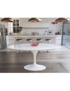 Mesa TULIP 180x108, oval, fibra de vidro, lacada branca