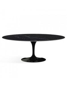 Mesa de comedor mármol negra TULIP 160x90, oval, fibra de vidrio, mármol