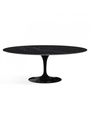 Mesa de comedor mármol negro TULIP 180x108, oval, fibra de vidrio