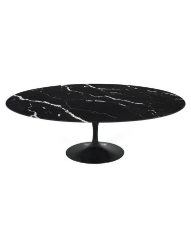 Mesa de comedor mármol negro TULIP 180x108, oval, fibra de vidrio