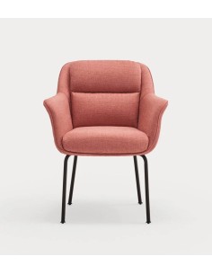 TEULAT CADEIRA DE DESIGN SADIRA, TECIDO CORAL E METAL PRETO 2