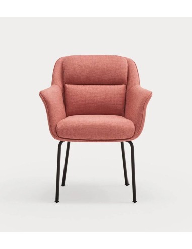 TEULAT SILLA DE DISEÑO SADIRA, TEJIDO CORAL Y METAL NEGRO