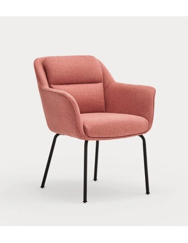 TEULAT CADEIRA DE DESIGN SADIRA, TECIDO CORAL E METAL PRETO