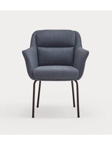 TEULAT SILLA DE DISEÑO SADIRA, TEJIDO AZUL Y METAL NEGRO