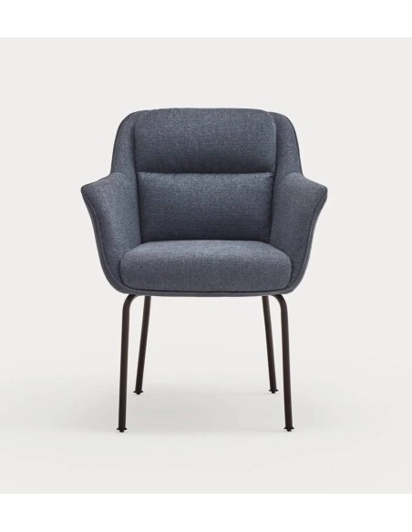 TEULAT SILLA DE DISEÑO SADIRA, TEJIDO AZUL Y METAL NEGRO