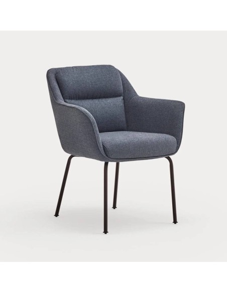 TEULAT SILLA DE DISEÑO SADIRA, TEJIDO AZUL Y METAL NEGRO