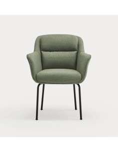 TEULAT CADEIRA DE DESIGN SADIRA, TECIDO VERDE E METAL PRETO 2