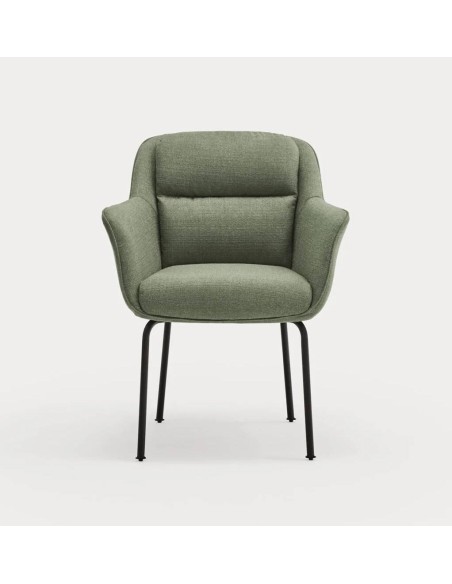 TEULAT CADEIRA DE DESIGN SADIRA, TECIDO VERDE E METAL PRETO