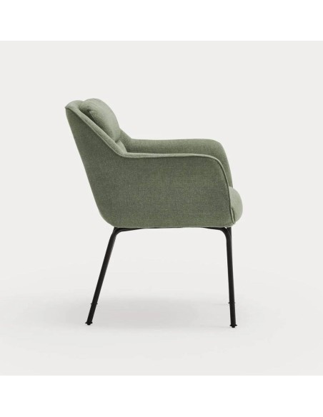 TEULAT SILLA DE DISEÑO SADIRA, TEJIDO VERDE Y METAL NEGRO
