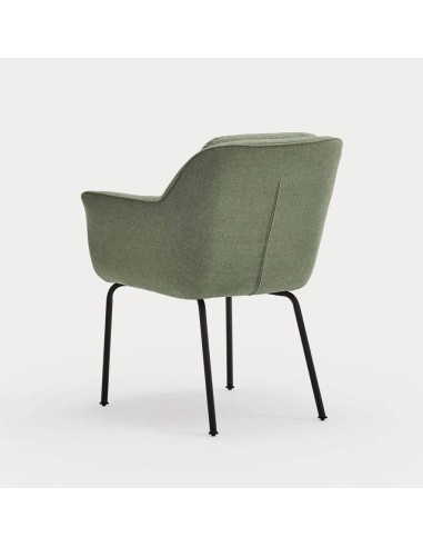 TEULAT SILLA DE DISEÑO SADIRA, TEJIDO VERDE Y METAL NEGRO