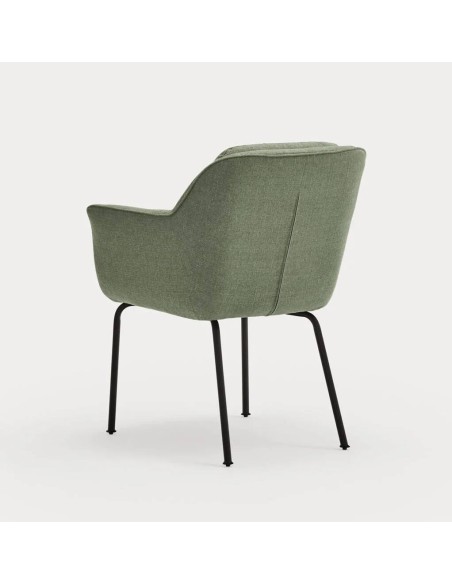 TEULAT SILLA DE DISEÑO SADIRA, TEJIDO VERDE Y METAL NEGRO