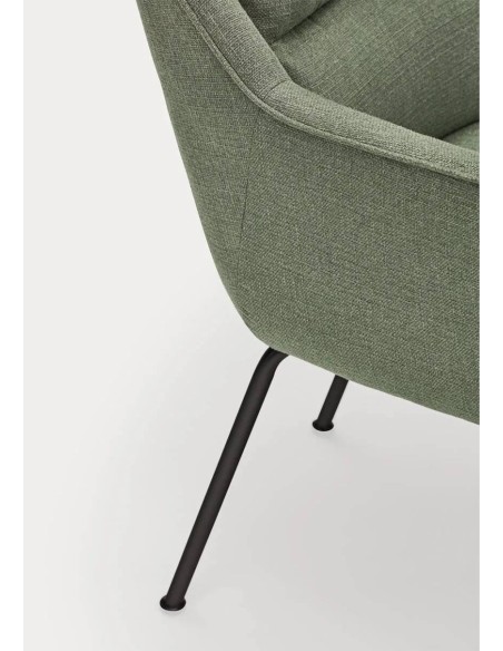 TEULAT CADEIRA DE DESIGN SADIRA, TECIDO VERDE E METAL PRETO