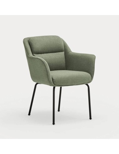 TEULAT CADEIRA DE DESIGN SADIRA, TECIDO VERDE E METAL PRETO