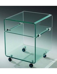 Mesa auxiliar de diseño minimalista Folki 40x40, cristal