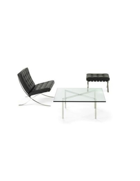 Mesa cuadrada de centro Barcelona 102 x 102, cristal y acero inox
