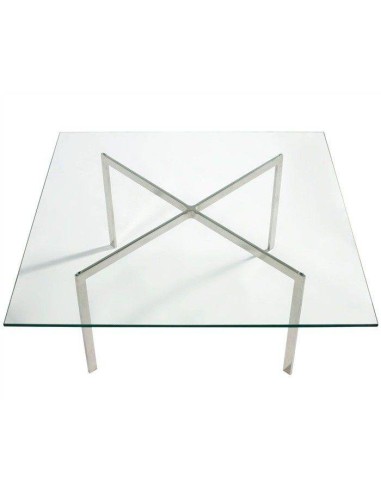Desenha Barna 102 x 102, inox, mesa de centro de vidro