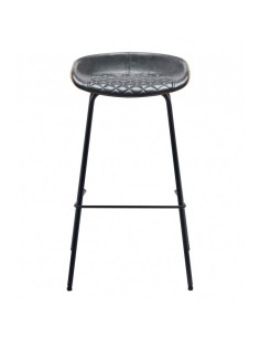 Taburete MARCK, metal, similpiel marrón, negro. 2