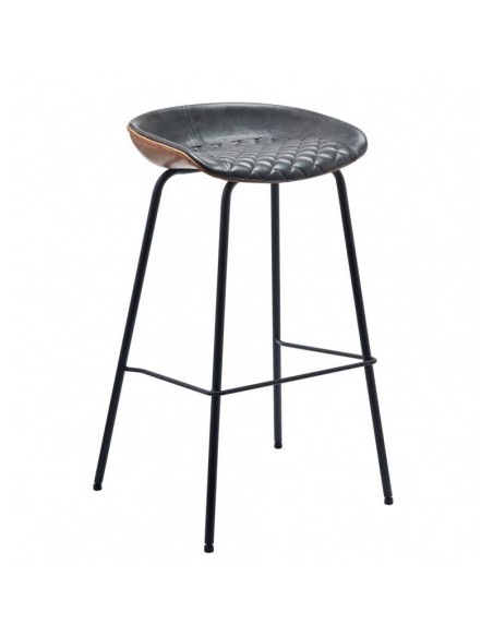 Tamborete MARCK, metal, similpele marrom, preto. Tamborete MARCK, metal, similpele marrom, preto.