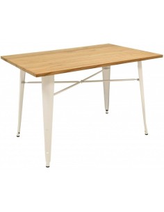 Mesa TOLIX 160x80, PAUCHARD, madeira, aço branco.