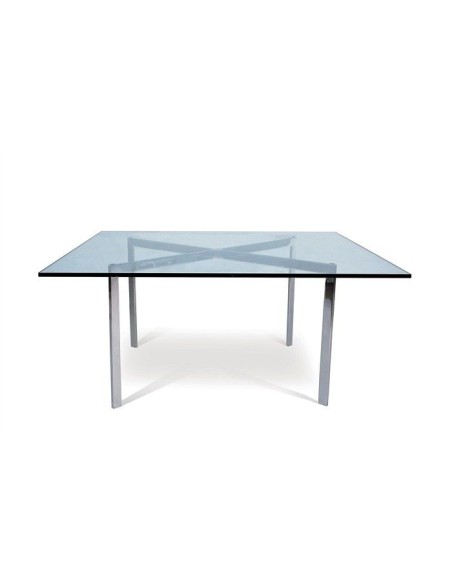Mesa cuadrada de centro Barcelona 102 x 102, cristal y acero inox
