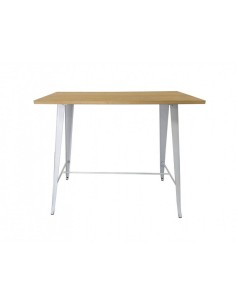 Mesa alta Bar TOLIX 120x60, PAUCHARD, olmo, aço branco. 2
