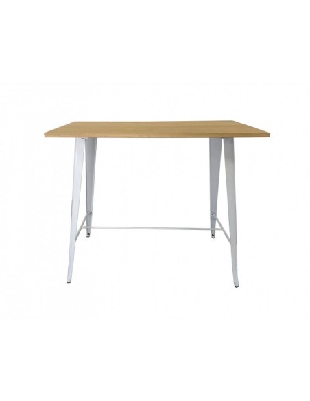 MESA ALTA TOLIX 120X60, PAUCHARD, madera olmo, acero blanco. MESA ALTA TOLIX 120X60, PAUCHARD, madera olmo, acero blanco.