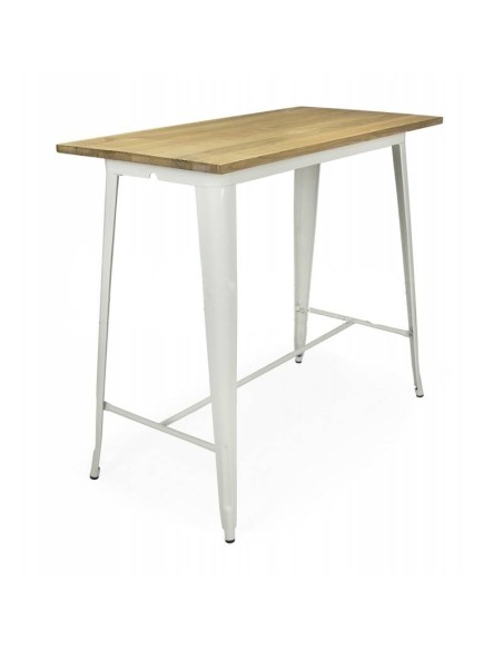 Mesa alta Bar TOLIX 120x60, PAUCHARD, olmo, aço branco. Mesa alta Bar TOLIX 120x60, PAUCHARD, olmo, aço branco.
