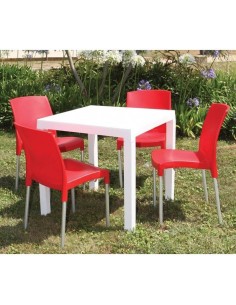 Mesa TADI, polipropileno blanco, 80 x 80 cms. 2