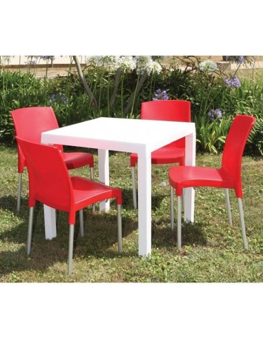 Mesa TADI, polipropileno branco, 80 x 80 cm.