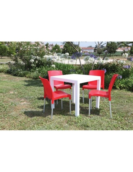 Mesa TADI, polipropileno blanco, 80 x 80 cms.