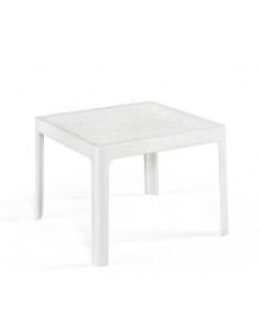 Mesa LLIB, baja, polipropileno blanco, 50 x 50 cms.