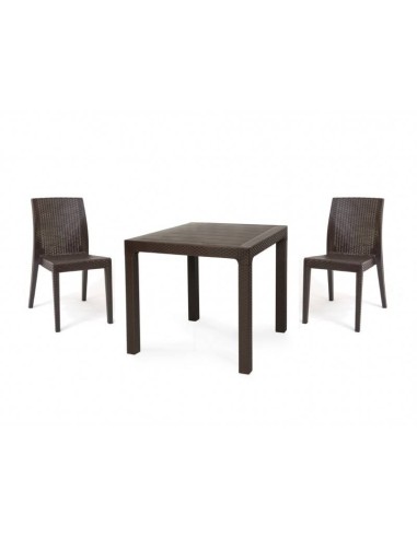 Mesa TROPICAL, polipropileno marrón chocolate, 80 x 80 cms.