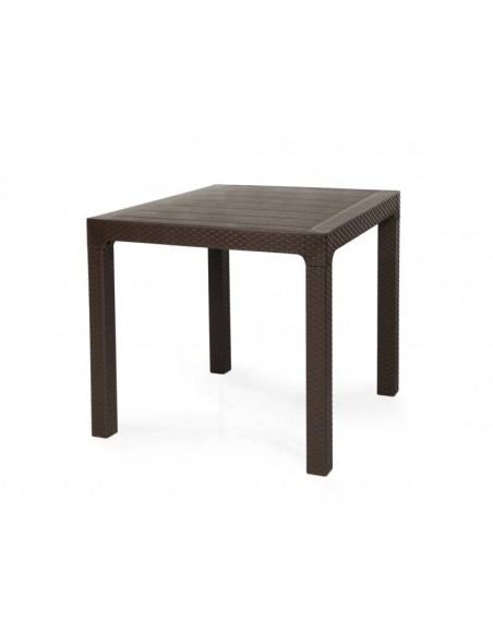 Mesa TROPICAL, polipropileno marrón chocolate, 80 x 80 cms.