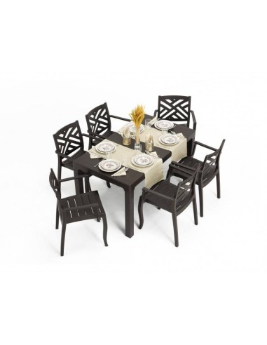 Mesa TROPICAL, polipropileno marrón chocolate, 150 x 90 cms.