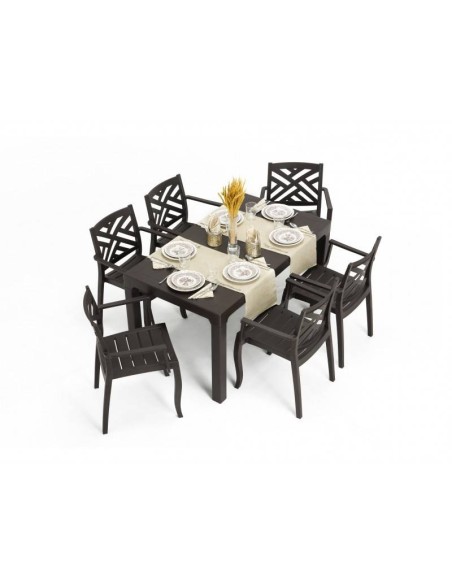 Mesa TROPICAL, polipropileno marrón chocolate, 150 x 90 cms.